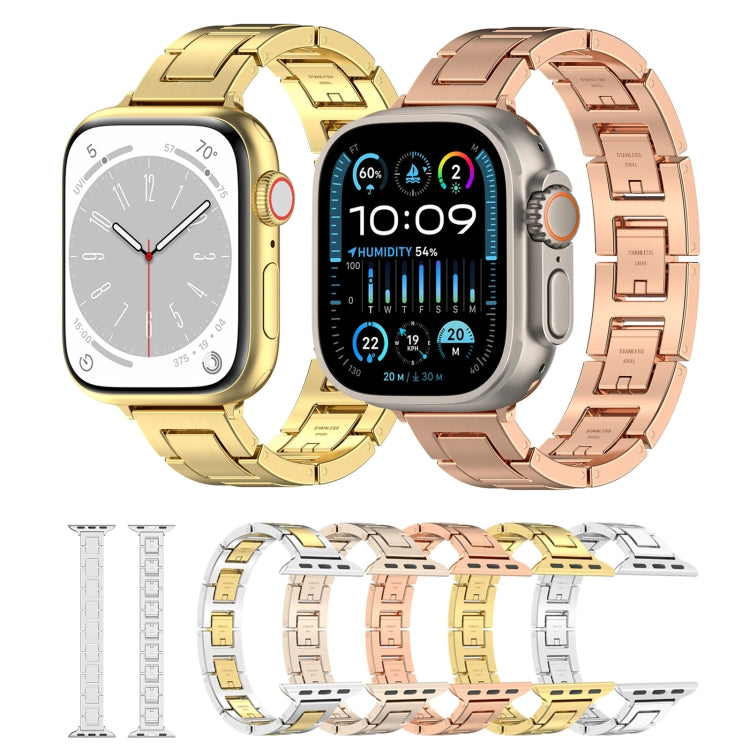 For Apple Watch Ultra 49mm H Slim Stainless Steel Watch Band(Starlight)