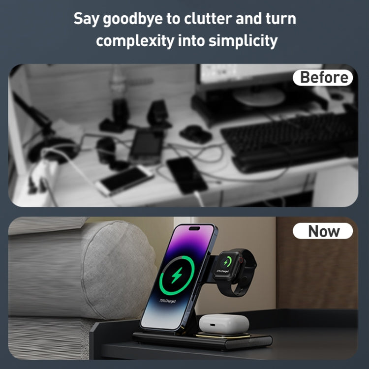 A80 3 in 1 15W Folding Wireless Charger(White)