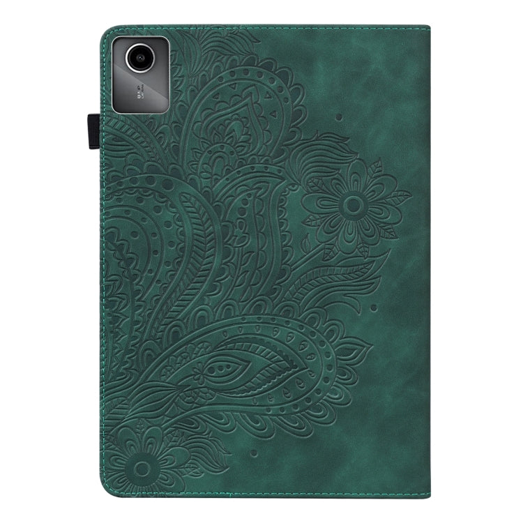 For Lenovo Tab M11 / Xiaoxin Pad 11 2024 Peacock Embossed Pattern Leather Tablet Case(Green)