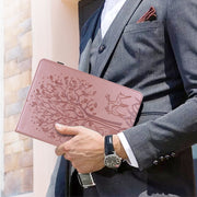 For Lenovo Tab M11 / Xiaoxin Pad 11 2024 Tree & Deer Embossed Leather Tablet Case(Pink)
