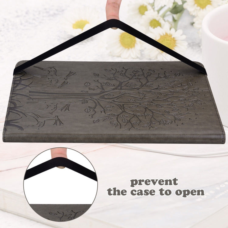 For Lenovo Tab M11 / Xiaoxin Pad 11 2024 Tree & Deer Embossed Leather Tablet Case(Grey)