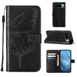 For Google Pixel 9 Embossed Butterfly Leather Phone Case(Black) - Google Cases by PMC TechLife | Online Shopping South Africa | PMC TechLife | Buy Now Pay Later Mobicred