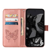 For Google Pixel 9 Pro Embossed Butterfly Leather Phone Case(Rose Gold)