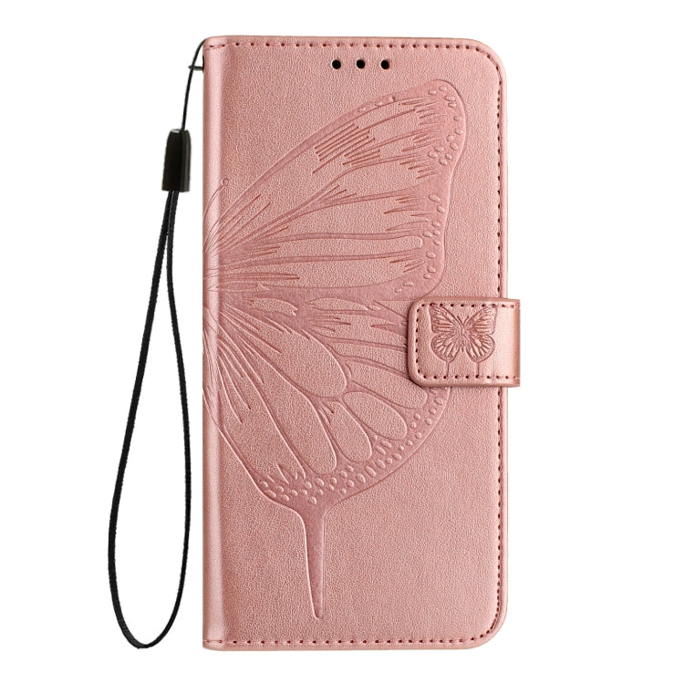 For Google Pixel 9 Pro XL Embossed Butterfly Leather Phone Case(Rose Gold)
