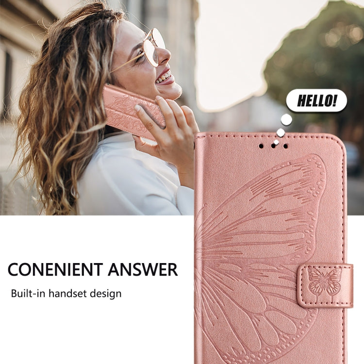 For Google Pixel 9 Pro XL Embossed Butterfly Leather Phone Case(Rose Gold)