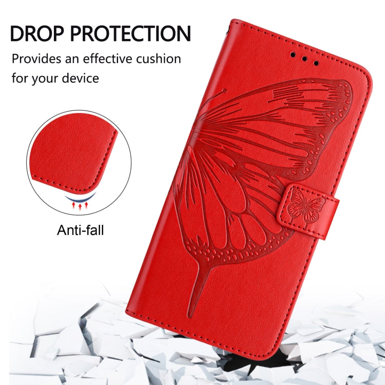 For Google Pixel 9 Pro XL Embossed Butterfly Leather Phone Case(Red)