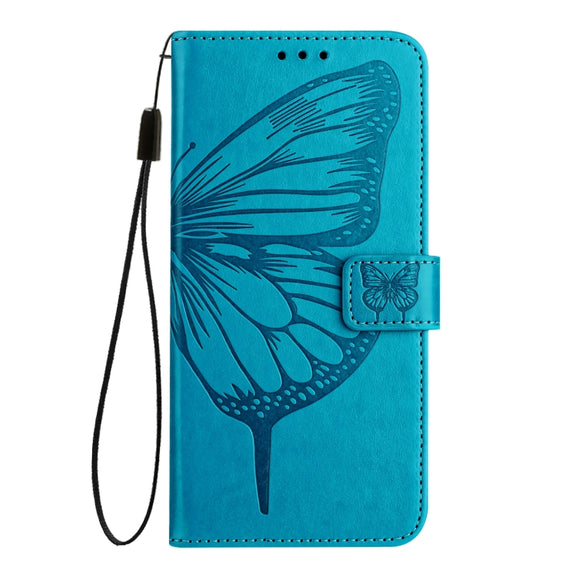 For Google Pixel 9 Pro XL Embossed Butterfly Leather Phone Case(Blue)