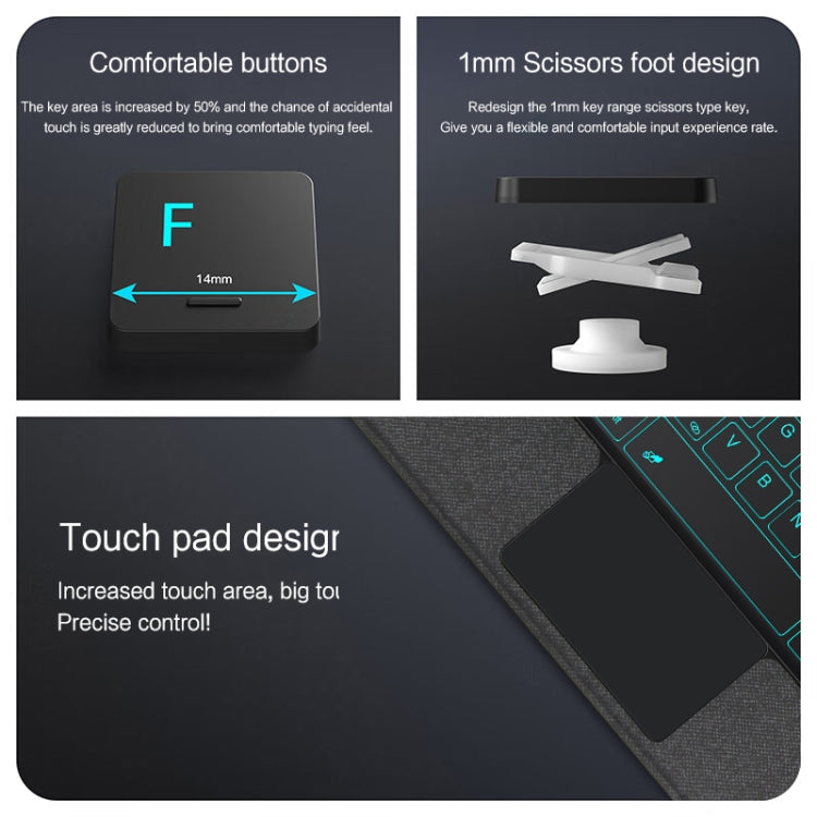For Xiaomi Pad 6S Pro 12.4 inch Split Bluetooth Keyboard Leather Tablet Case(Black)