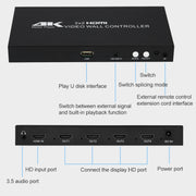 XP03 4K 2x2 HDMI Video Wall Controller Multi-screen Splicing Processor, Style:Playback Version(EU Plug)