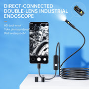 AN112 8mm Double Lenses HD Industry Endoscope Type-C + Micro USB + 8 Pin Connection, Length:1m Soft Tube