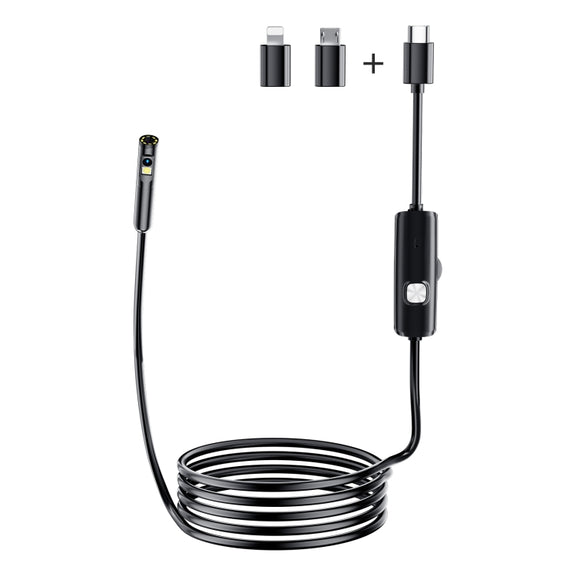 AN112 8mm Double Lenses HD Industry Endoscope Type-C + Micro USB + 8 Pin Connection, Length:1m Soft Tube