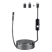 AN112 8mm Double Lenses HD Industry Endoscope Type-C + Micro USB + 8 Pin Connection, Length:3.5m Hard Tube