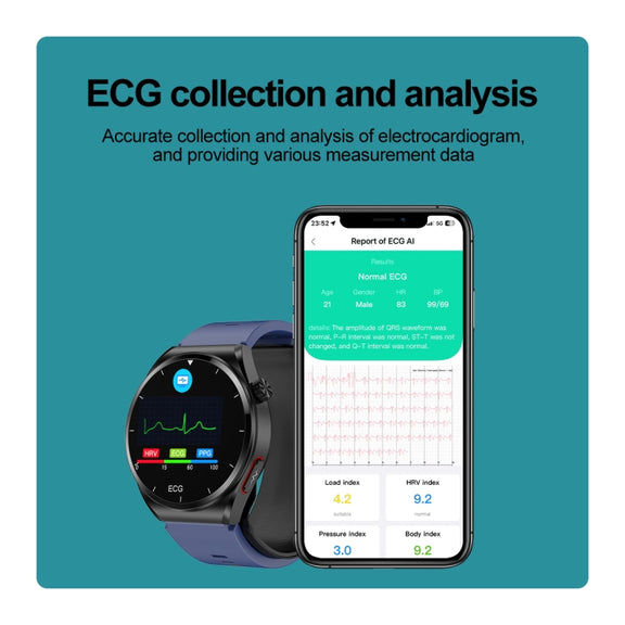 S22 Air Pump Blood Pressure Testing ECG Health Smart Watch, 1.39 inch Round Screen(Blue)