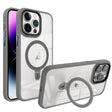 For iPhone 14 Pro Max Shield Armor MagSafe Holder Phone Case(Grey) - iPhone 14 Pro Max Cases by PMC TechLife | Online Shopping South Africa | PMC TechLife