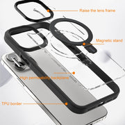 For iPhone 15 Pro Shield Armor MagSafe Holder Phone Case(Deep Purple)