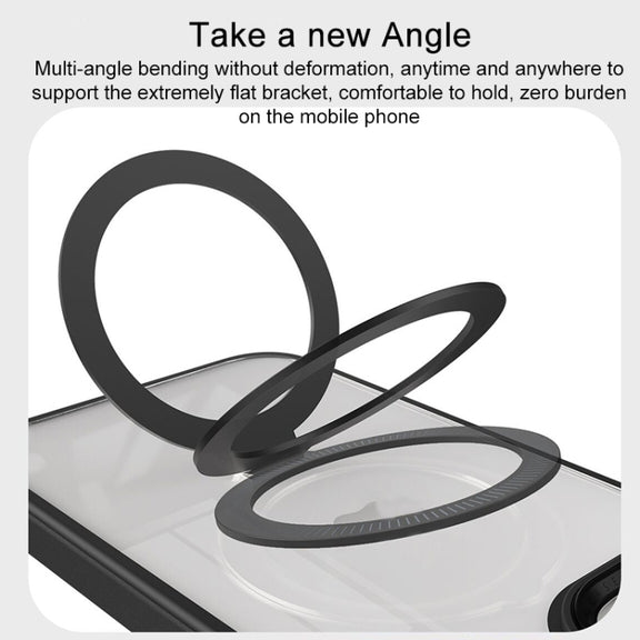 For iPhone 15 Pro Shield Armor MagSafe Holder Phone Case(Deep Purple)
