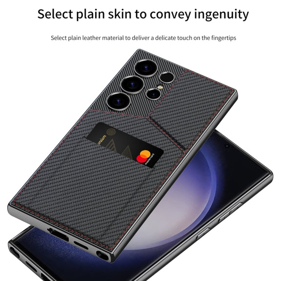 For Samsung Galaxy S24 Ultra 5G GKK Rotor Bracket Recessed Card Bag Full Coverage Phone Case(Grey)