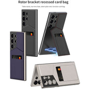 For Samsung Galaxy S23 Ultra 5G GKK Rotor Bracket Recessed Card Bag Full Coverage Phone Case(Black)