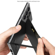 For Samsung Galaxy S23 Ultra 5G GKK Rotor Bracket Recessed Card Bag Full Coverage Phone Case(Black)