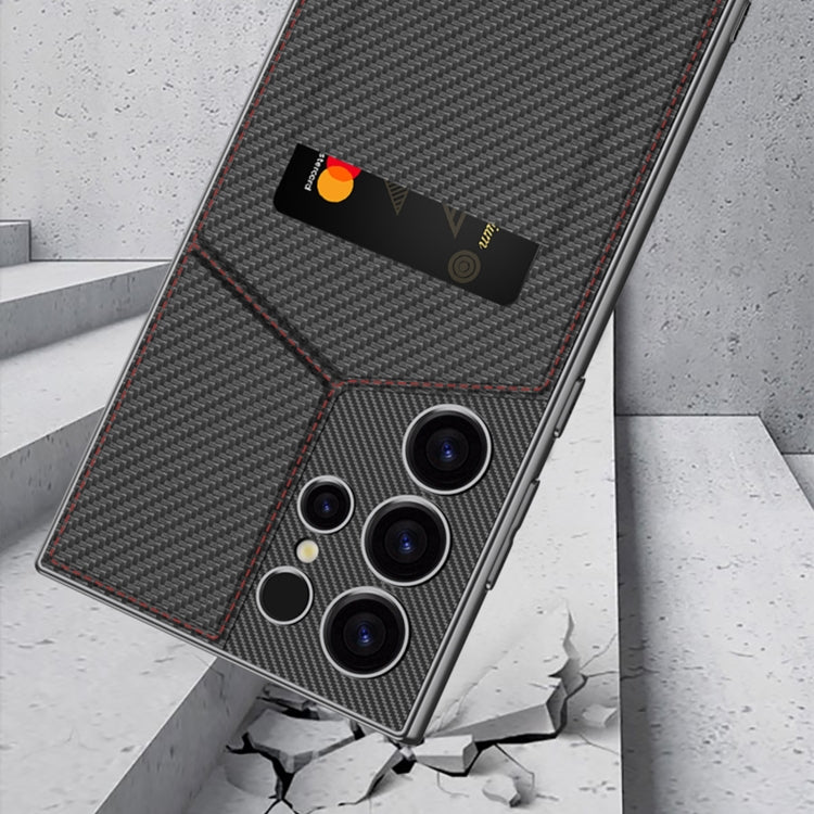 For Samsung Galaxy S23 Ultra 5G GKK Rotor Bracket Recessed Card Bag Full Coverage Phone Case(Grey)