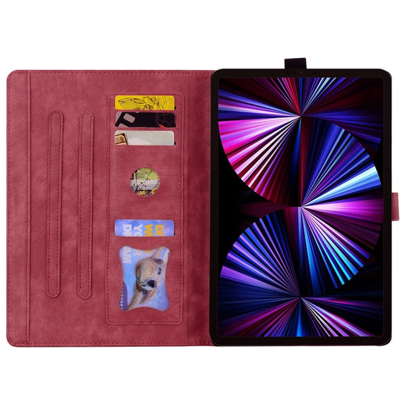 For Honor Pad 9 Cartoon Sakura Cat Embossed Leather Tablet Case(Red)