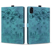 For Honor Pad X8a Cartoon Sakura Cat Embossed Leather Tablet Case(Green)