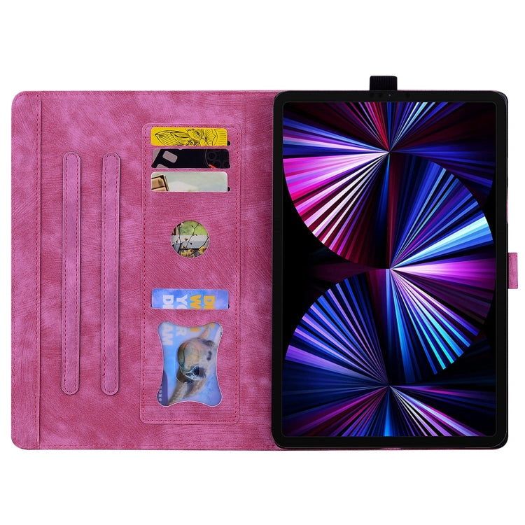 For Honor Pad X8a Cartoon Sakura Cat Embossed Leather Tablet Case(Rose Red)