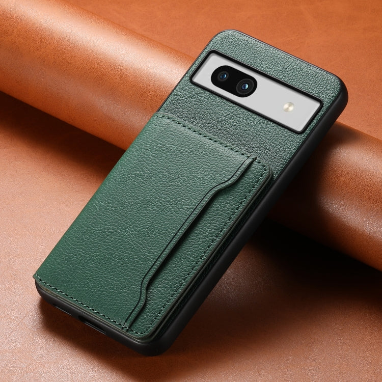 For Google Pixel 7a Calf Texture Card Bag Design Full Coverage Phone Case(Green)