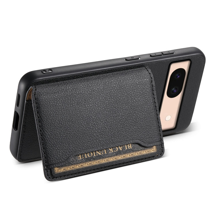 For Google Pixel 8a Calf Texture Card Bag Design Full Coverage Phone Case(Black)