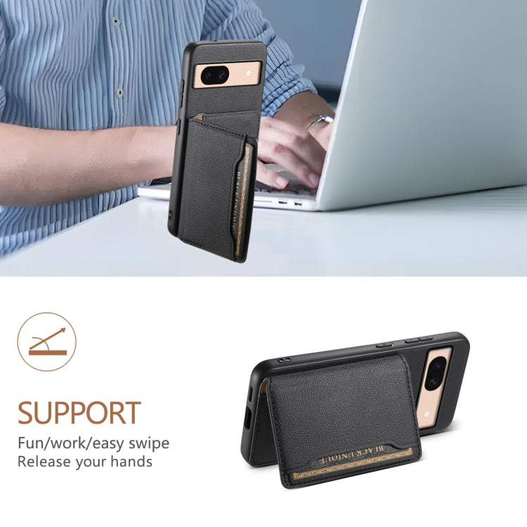 For Google Pixel 8a Calf Texture Card Bag Design Full Coverage Phone Case(Black)