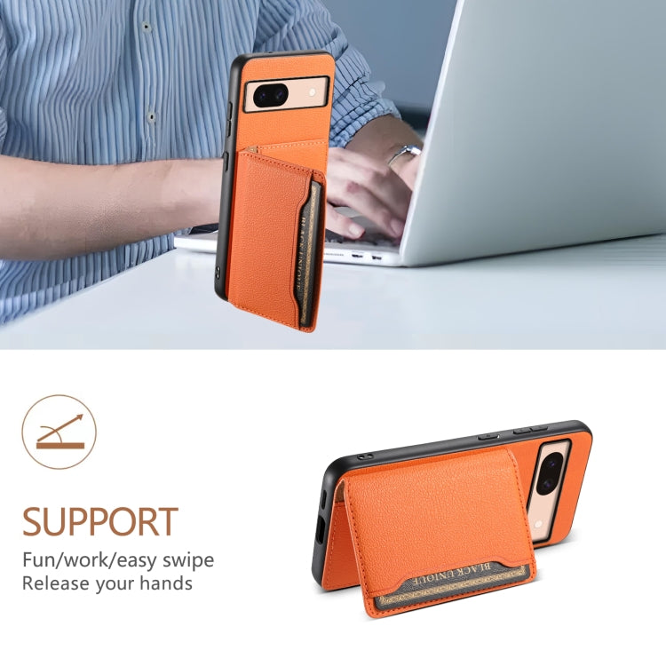 For Google Pixel 8a Calf Texture Card Bag Design Full Coverage Phone Case(Orange)