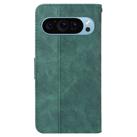 For Google Pixel 9 Geometric Embossed Leather Phone Case(Green)