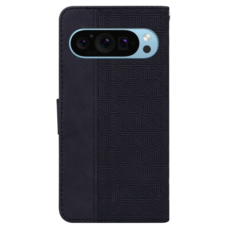 For Google Pixel 9 Geometric Embossed Leather Phone Case(Black)