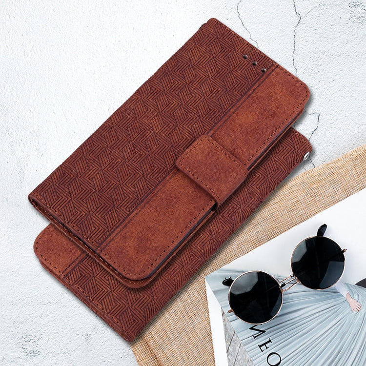 For Google Pixel 9 Pro 5G Geometric Embossed Leather Phone Case(Brown)