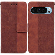 For Google Pixel 9 Pro 5G Geometric Embossed Leather Phone Case(Brown)
