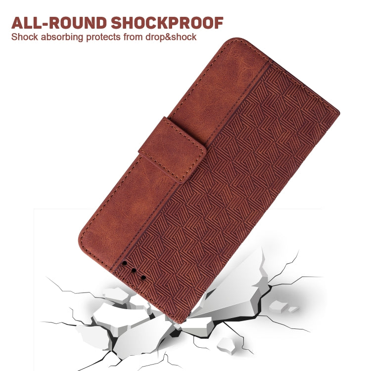 For Google Pixel 9 Pro 5G Geometric Embossed Leather Phone Case(Brown)