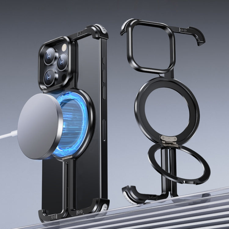 For iPhone 13 Pro Max MagSafe Magnetic Frameless Holder Phone Case(Black)