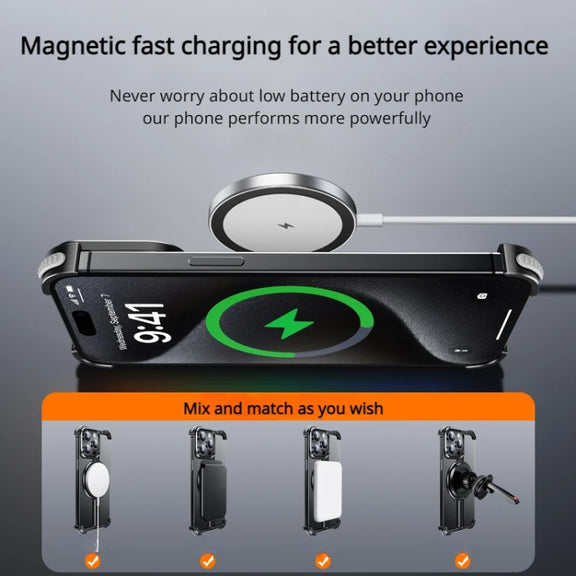 For iPhone 13 Pro MagSafe Magnetic Frameless Holder Phone Case(Black)