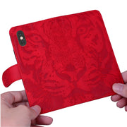 For Google Pixel 9 Tiger Embossing Pattern Flip Leather Phone Case(Red)