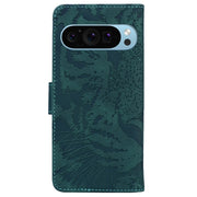 For Google Pixel 9 Tiger Embossing Pattern Flip Leather Phone Case(Green)