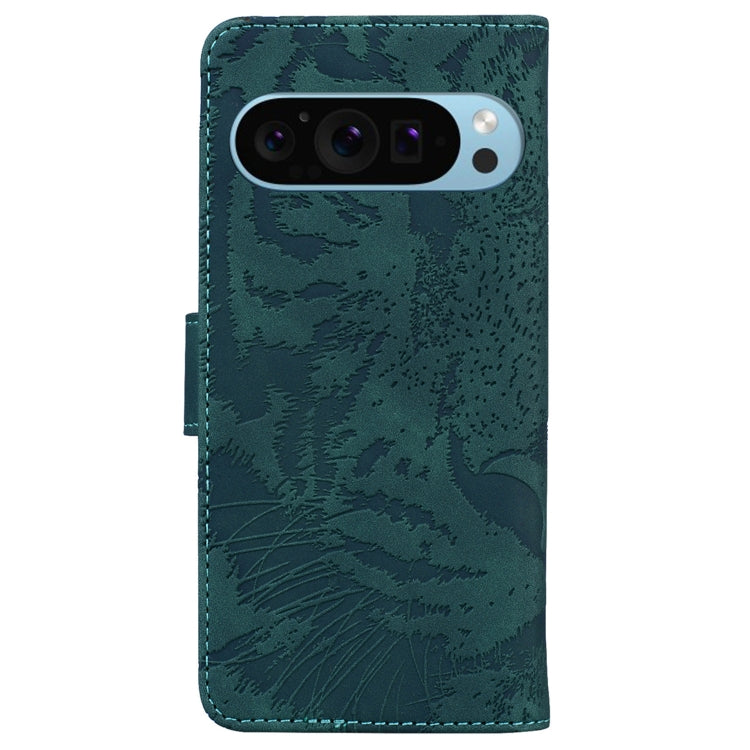 For Google Pixel 9 Tiger Embossing Pattern Flip Leather Phone Case(Green)
