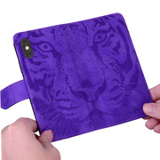 For Google Pixel 9 Pro 5G Tiger Embossing Pattern Flip Leather Phone Case(Purple)