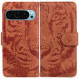 For Google Pixel 9 Pro 5G Tiger Embossing Pattern Flip Leather Phone Case(Brown) - Google Cases by PMC TechLife | Online Shopping South Africa | PMC TechLife | Buy Now Pay Later Mobicred