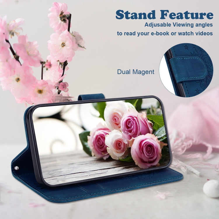 For Google Pixel 9 Pro Butterfly Rose Embossed Leather Phone Case(Blue)