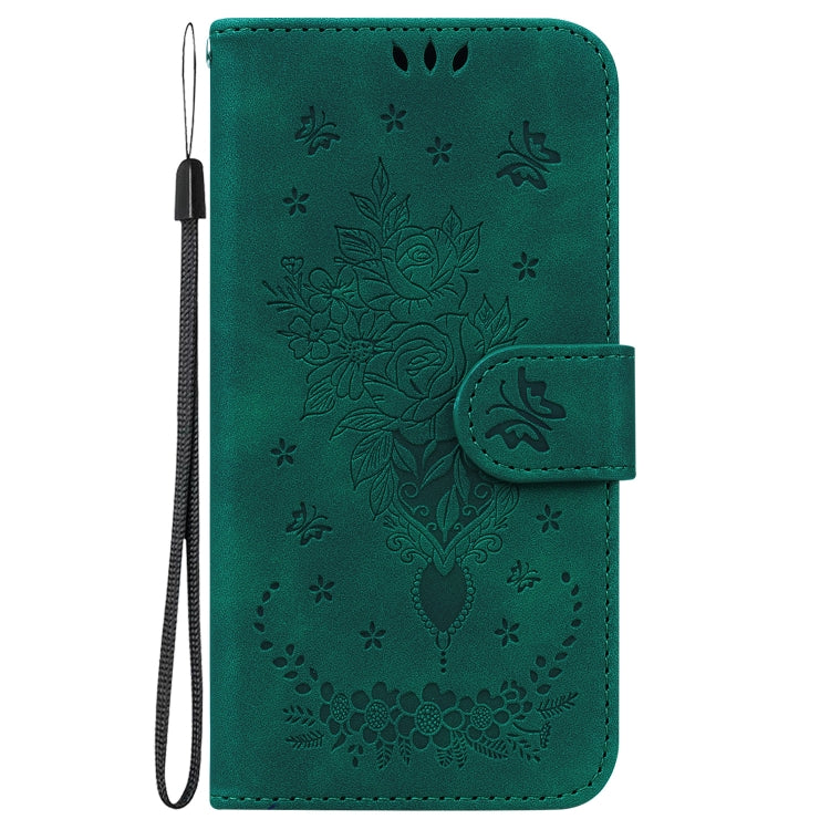 For Google Pixel 9 Pro Butterfly Rose Embossed Leather Phone Case(Green)