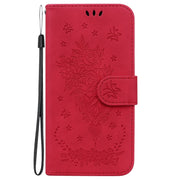 For Google Pixel 9 Pro Butterfly Rose Embossed Leather Phone Case(Red)