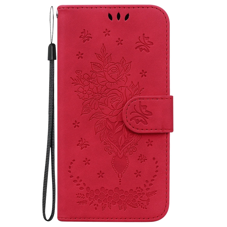 For Google Pixel 9 Pro Butterfly Rose Embossed Leather Phone Case(Red)