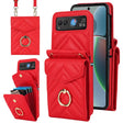 For Motorola Razr 40 V-shaped RFID Card Slot Phone Case with Ring Holder(Red) - Motorola Cases by PMC TechLife | Online Shopping South Africa | PMC TechLife | Buy Now Pay Later Mobicred