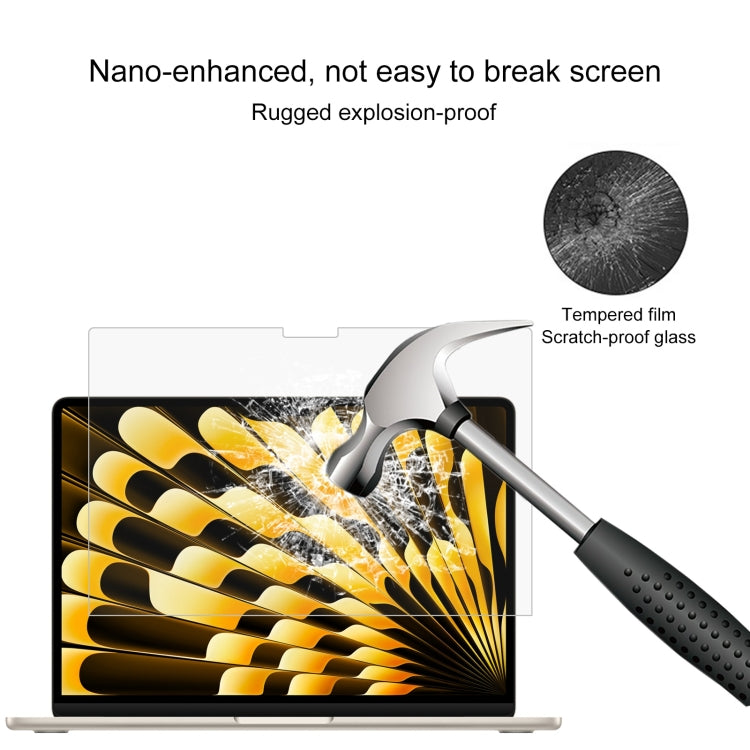 For Macbook Air 15.3 2023/2024/2025 2pcs 0.26mm 9H Surface Hardness Explosion-proof Tempered Glass Film