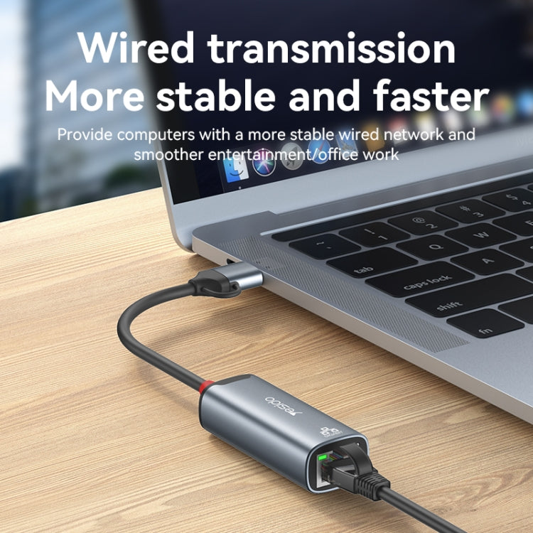 Yesido HB26 2 in 1 USB+USB-C/Type-C to Ethernet Adapter(Grey)